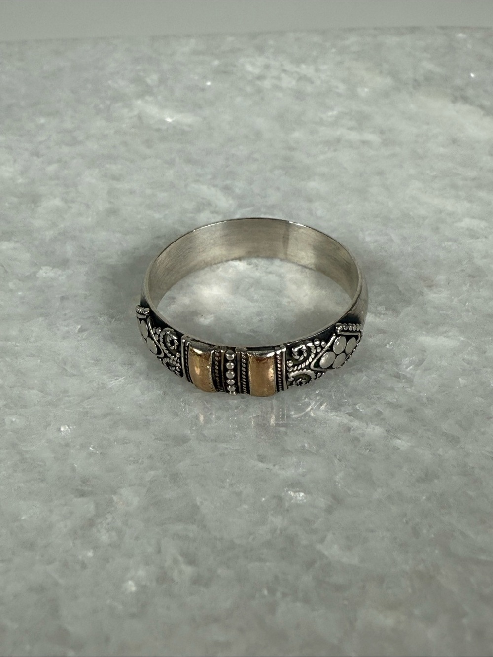 Bali sterling silver and 18k gold ring